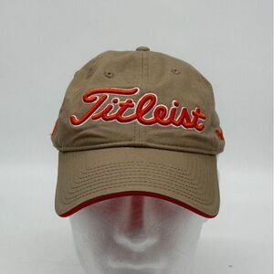 Titleist Pro V1 Hats Adult‎ OSFA Tan Embroidered Logo Strap Back Golf Cap Mens